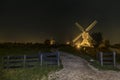 Rare illuminated windmill at Kinderdjik Royalty Free Stock Photo