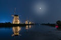 Rare illuminated windmill at Kinderdjik Royalty Free Stock Photo