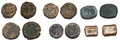 Rare Indian Copper Coins of Different Types and Rulers Royalty Free Stock Photo