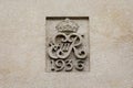 Rare 1936 monogram of King Edward VIII of UK on the wall of the Post Office in Bradford on Avon, Wiltshire, UK