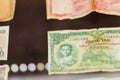 Rare old Thai paper money banknote vintage collection. Old Thailand Baht banknotes in the vintage market