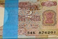 Rare Old Two Rupee notes combined on the table, India money on the rotating table. Old Indian Currency notes on a rotating table,