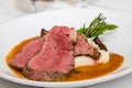 Rare Prime Rib with Potatoes and Rosemary Royalty Free Stock Photo