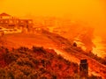 Rare Red Dust Storm Covering Coastal Cliff, Sydney, Australia Royalty Free Stock Photo