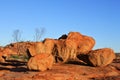 Rare shaped red rocks in the outback of Pilbara region in Western Australia Royalty Free Stock Photo