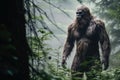 Rare shot of the mysterious bigfoot in a forest