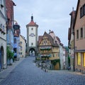 Famous Gingerbread House at the Plonlein Corner with no people in Rothenburg, Germany Royalty Free Stock Photo