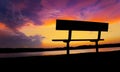 Rare Spectacular Cloud Formations During Sunset Over Calm Lake Waters And Relaxing Bench Royalty Free Stock Photo