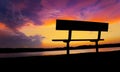 Rare Spectacular Cloud Formations During Sunset Over Calm Lake Waters And Relaxing Bench