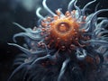 Rare star-shaped virus with tentacles. Alien life form never seen before on earth with tentacles and star-like shapes.