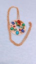 Vintage Rare & Unique Authentic High Grade Gemstones set in Goldtone combination Broach & Pendent Necklace