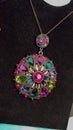 Rare & Unique Stunning Vintage Multicolored Gemstone Pendents Necklace