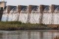 A rare view of Midmar dam overflowing the wall Royalty Free Stock Photo