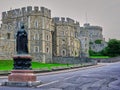 Windsor Castle with Queen Victoria Statue and no people on street Royalty Free Stock Photo