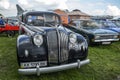 Rare vintage car model Opel Admiral of black color at an exhibition of unique retro cars Royalty Free Stock Photo