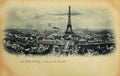 Rare vintage postcard with view on Eiffel Tower from Trocadero in Paris, France Royalty Free Stock Photo