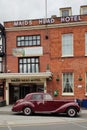 Rare Vintage Red Bentley R-Type circa 1953 at Maids Head Hotel, Tombland, Norwich, Norfolk, England.