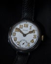 Rare vintage Rolex trench wristwatch on black background Royalty Free Stock Photo