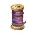 Rare vintage velvet purple ribbon spool.