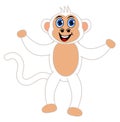 Rare white monkey and smiling and standing with blue eyes - vector