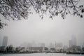 Rare wintry mix around charlotte city streets in north carolina Royalty Free Stock Photo