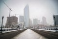 Rare wintry mix around charlotte city streets in north carolina Royalty Free Stock Photo