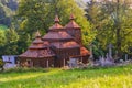 Wooden church of Saint Michael the Archangel in Prikra during summer Royalty Free Stock Photo