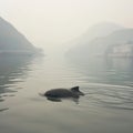 Rare Yangtze Finless Porpoise in the Yangtze River, China Royalty Free Stock Photo