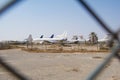 RAS AL KHAIMAH, UNITED ARAB EMIRATES - NOV 09th, 2017: Abandoned Airplane in the desert at Ras Al Khaima airport, shot