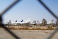 RAS AL KHAIMAH, UNITED ARAB EMIRATES - NOV 09th, 2017: Abandoned Airplane in the desert at Ras Al Khaima airport, shot