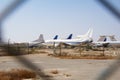 RAS AL KHAIMAH, UNITED ARAB EMIRATES - NOV 09th, 2017: Abandoned Airplane in the desert at Ras Al Khaima airport, shot