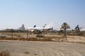 RAS AL KHAIMAH, UNITED ARAB EMIRATES - NOV 09th, 2017: Abandoned Airplane in the desert at Ras Al Khaima airport, shot