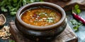 Rasam soup in dish on the table Royalty Free Stock Photo