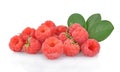 Rasberry and green leaf isolated on white background Royalty Free Stock Photo