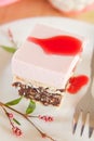 Rasberry mousse cake with biscuits