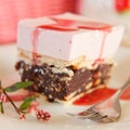 Rasberry mousse cake with biscuits