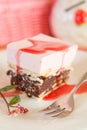 Rasberry mousse cake with biscuits