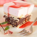 Rasberry mousse cake with biscuits