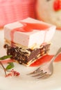 Rasberry mousse cake with biscuits