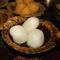 Rasgulla Indian Food served in disposable plate
