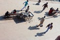 Rashing people walk the wide street Royalty Free Stock Photo