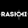 Rashmi name logo with heart in it on black background Royalty Free Stock Photo