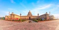 The Rashtrapati Bhavan, the Presidential palace in New Delhi, India, beautiful panorama