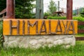 Rasnov, Brasov, Romania - June 16, 2019: Himalaya text writing using natural twigs and branches letters