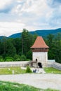 Rasnov, Brasov, Romania - June 15, 2019: The Rasnov Fortress entrance tower