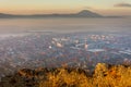 Rasnov fortress Brasov Romania panorama sunset hill on top blue hour Royalty Free Stock Photo