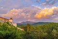 Rasnov landscape at sunset Royalty Free Stock Photo