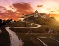 Sunset at Rasnov medieval citadel in Transylvania Royalty Free Stock Photo