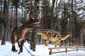 Allosaurus and iguanodon in the dino park next to Rasnov fortress