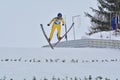 Rasnov, Romania - February 7: HOELZL Chiara competes in the FIS Ski Jumping World Cup Ladies Royalty Free Stock Photo